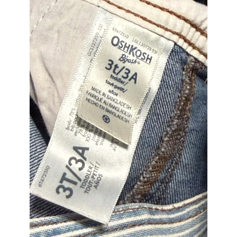 OshKosh B'gosh Toddler 3T Denim Hickory Stripe Vestbak Carpenter Overalls